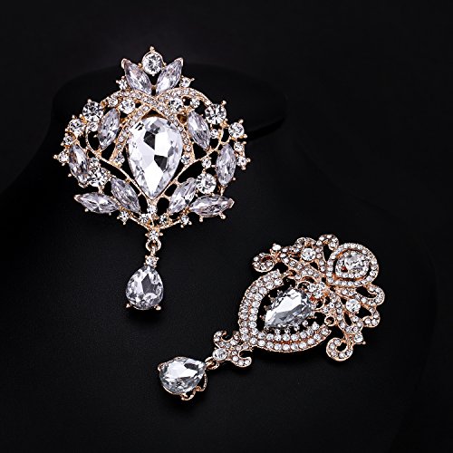 WeimanJewelry Crystal Rhinestone Brooch Pins (Gold)