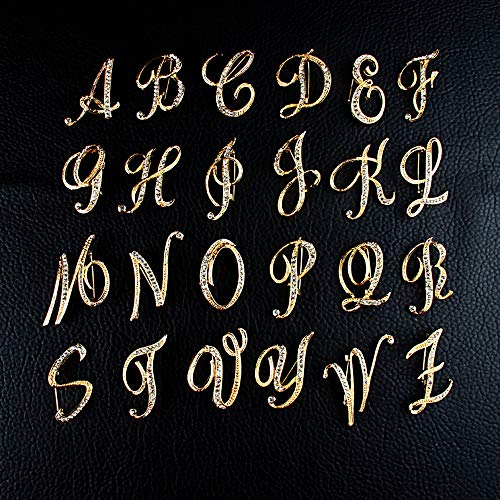 ETHOON Letter Brooch Pins Initial Rhinestone Brooch for Women Crafts Gold L
