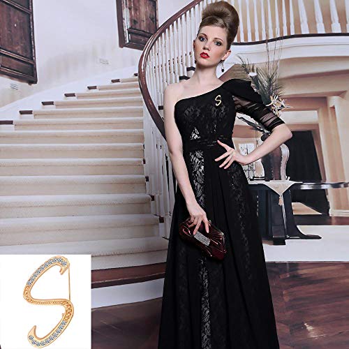 ETHOON Letter Brooch Pins Initial Rhinestone Brooch for Women Crafts Gold L