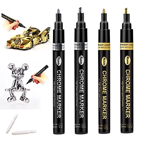 4PC Liquid Gold/Silver Paint Markers with Extra Nibs