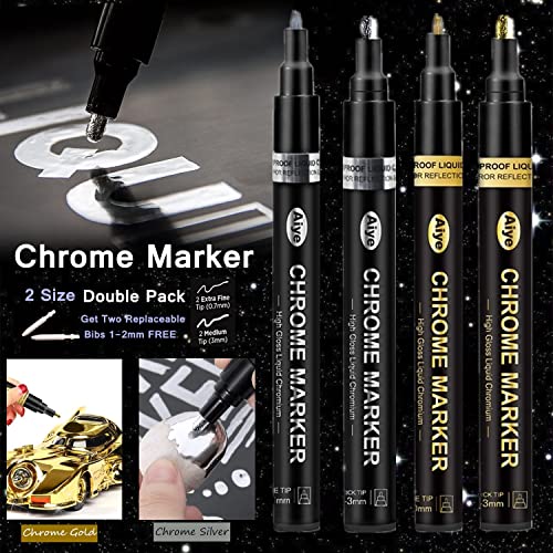 4PC Liquid Gold/Silver Paint Markers with Extra Nibs