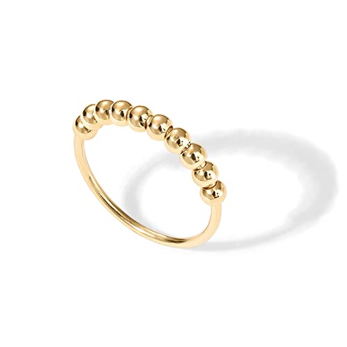 PAVOI Spinning Anxiety Ring (Beads, Yellow Gold, 9)