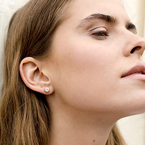 Brilliant Round Faux Diamond Halo Earrings in Gold