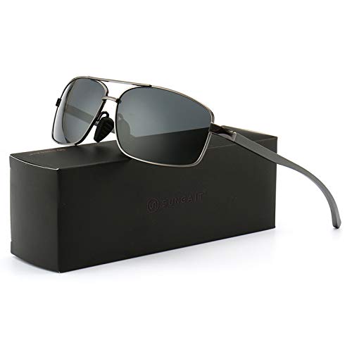 SUNGAIT Polarized Metal Sunglasses UV400 (Gunmetal Gray, 62)