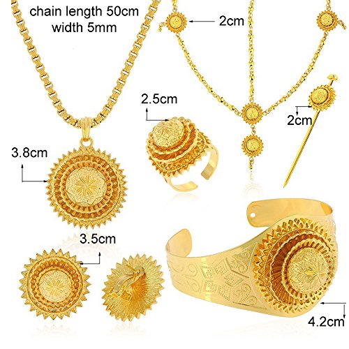 24K Gold Plated Hair Accessories Ethiopian Eritrean Jewelry Sets Wedding Jewelry Sets Women Gift