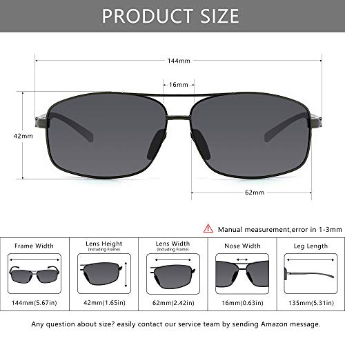 SUNGAIT Polarized Metal Sunglasses UV400 (Gunmetal Gray, 62)