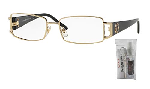 Versace Pale Gold Women's Rectangle Eyeglasses + Bundle