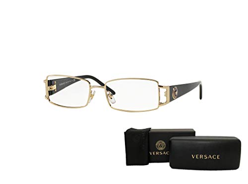 Versace Pale Gold Women's Rectangle Eyeglasses + Bundle