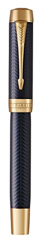 Parker Duofold Centennial Fountain Pen, Prestige Blue Chevron, Fine Solid Gold Nib, Black Ink and Convertor (1931369)