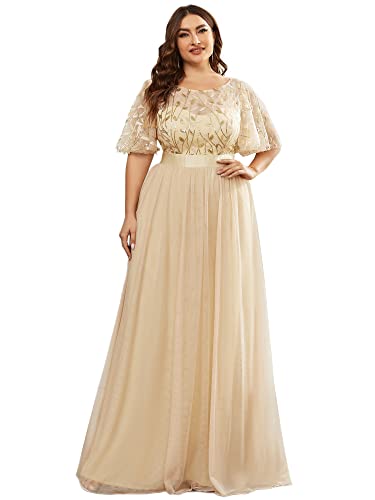 Gold Embroidered Maxi Dress with Sleeves - US20
