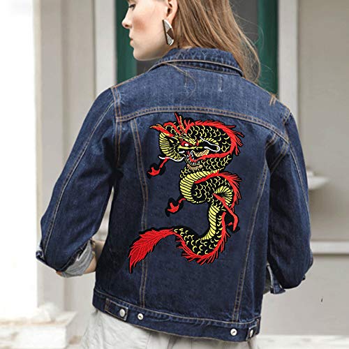 Gold Dragon Embroidered Patch for DIY Apparel