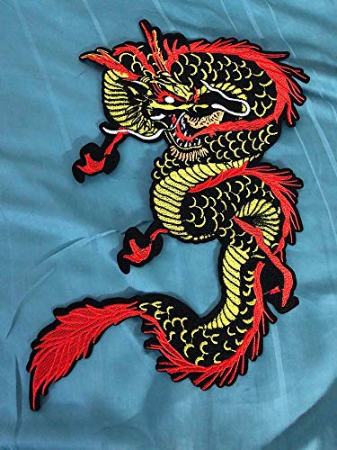 Gold Dragon Embroidered Patch for DIY Apparel