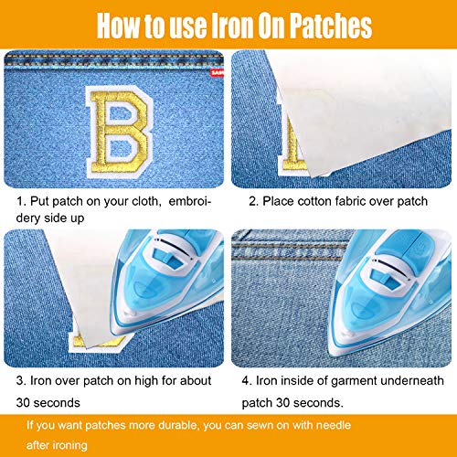 Gold Alphabet Iron-On Patches - 104 Pieces