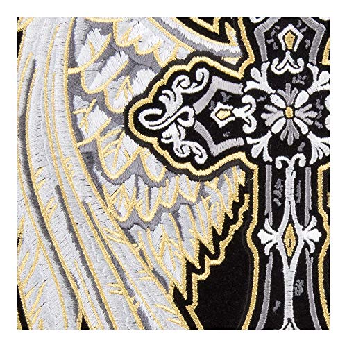 Gold Angel Wings Cross Iron On Patch