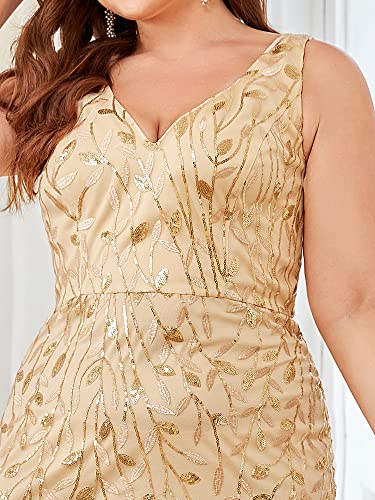 Lace Embroidered Gold Mermaid Wedding Dress - Plus Size