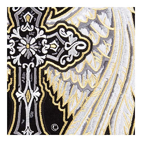 Gold Angel Wings Cross Iron On Patch