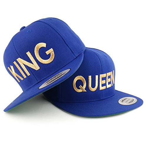 Gold King & Queen Baseball Cap Set