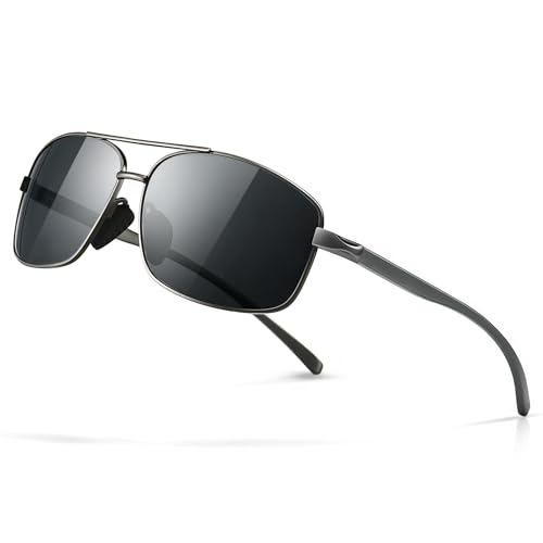 SUNGAIT Polarized Metal Sunglasses UV400 (Gunmetal Gray, 62)