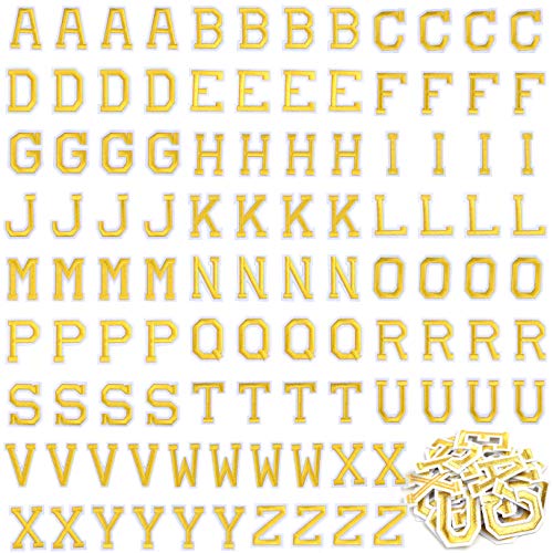 Gold Alphabet Iron-On Patches - 104 Pieces
