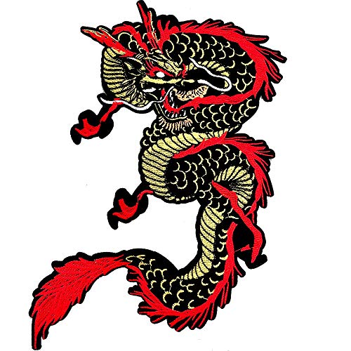 Gold Dragon Embroidered Patch for DIY Apparel