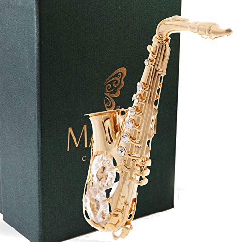 Crystal-studded 24K Gold Saxophone Ornament