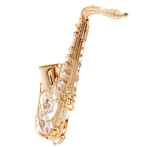 Crystal-studded 24K Gold Saxophone Ornament