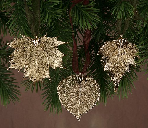 Copper and Gold Leaf Maple Ornament Set
