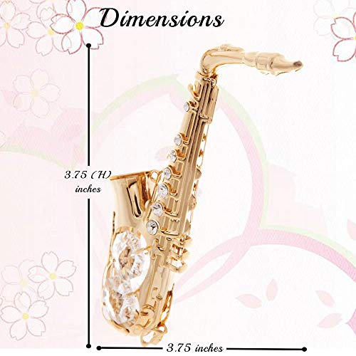 Crystal-studded 24K Gold Saxophone Ornament