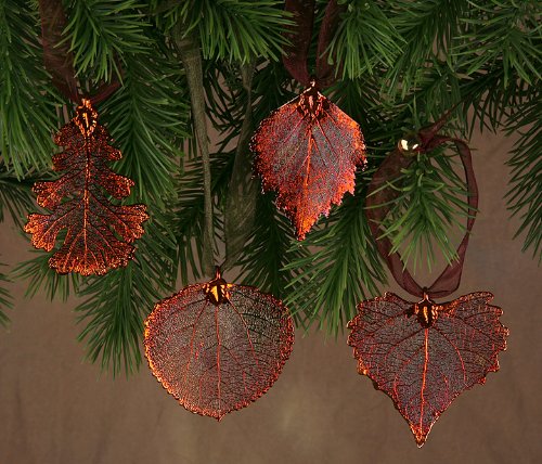 Copper and Gold Leaf Maple Ornament Set