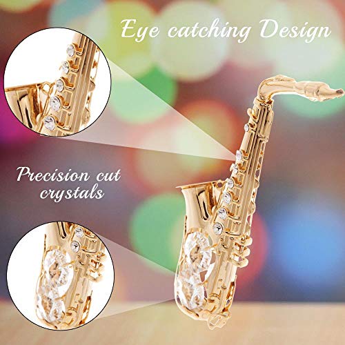 Crystal-studded 24K Gold Saxophone Ornament