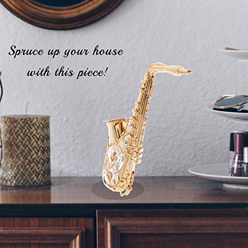 Crystal-studded 24K Gold Saxophone Ornament