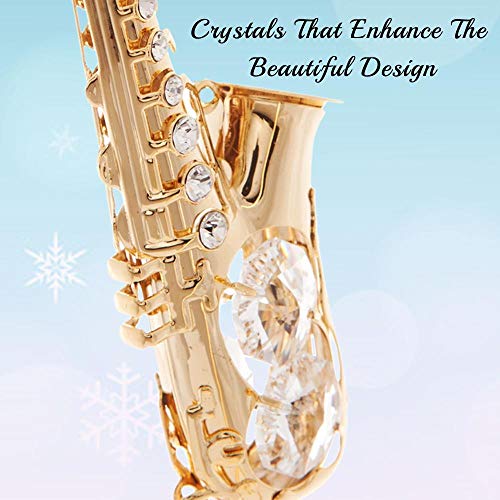 Crystal-studded 24K Gold Saxophone Ornament