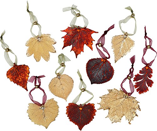 Copper and Gold Leaf Maple Ornament Set