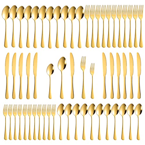 Gold 60-Piece Stainless Steel Flatware Set