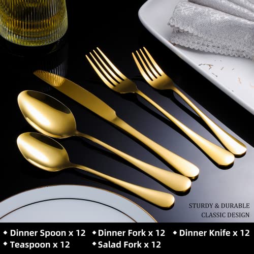Gold 60-Piece Stainless Steel Flatware Set