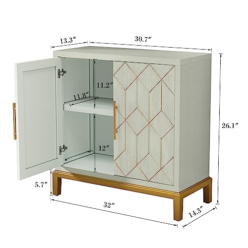 Green and Gold Carved Accent Cabinet