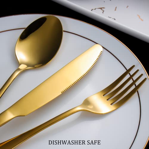 Gold 60-Piece Stainless Steel Flatware Set