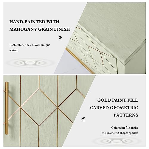 Green and Gold Carved Accent Cabinet