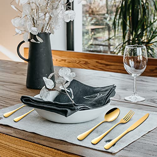 Gold 60-Piece Stainless Steel Flatware Set