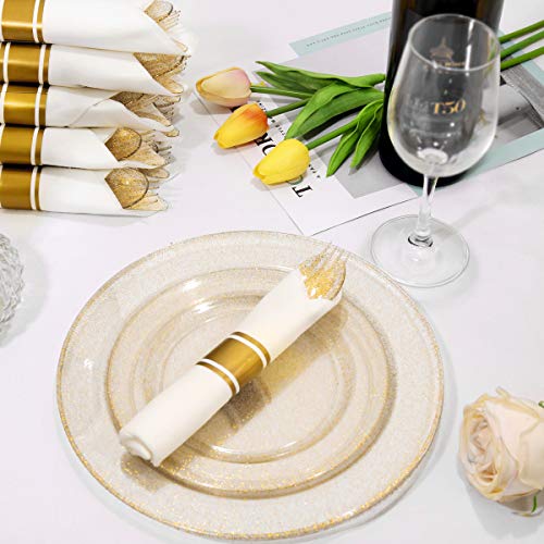 Gold Glitter Dinnerware Set for 50 Guests