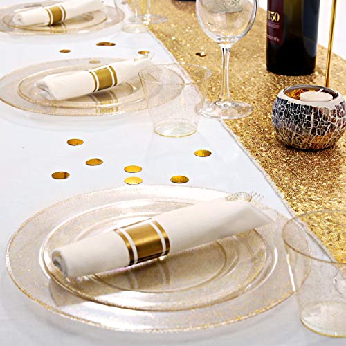 Gold Glitter Dinnerware Set for 50 Guests
