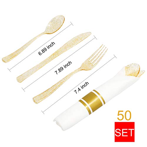 Gold Glitter Dinnerware Set for 50 Guests