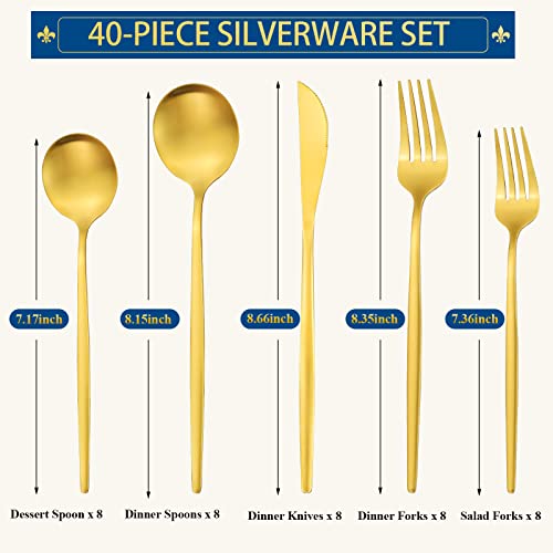 Matte Gold Flatware Set for 8