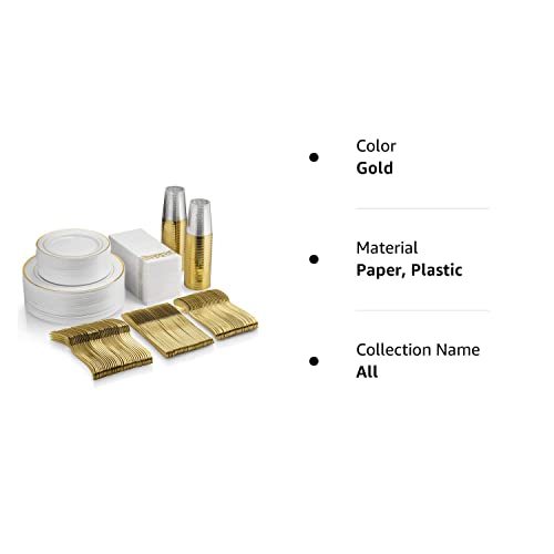 Gold Dinnerware Set - 350 pieces, 50 guests