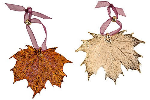 Copper and Gold Leaf Maple Ornament Set