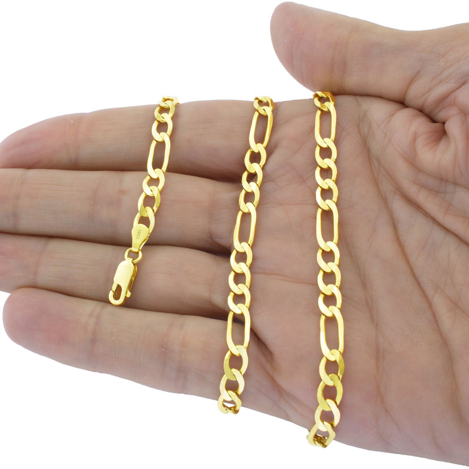 Italian Figaro Link Gold Chain Necklace