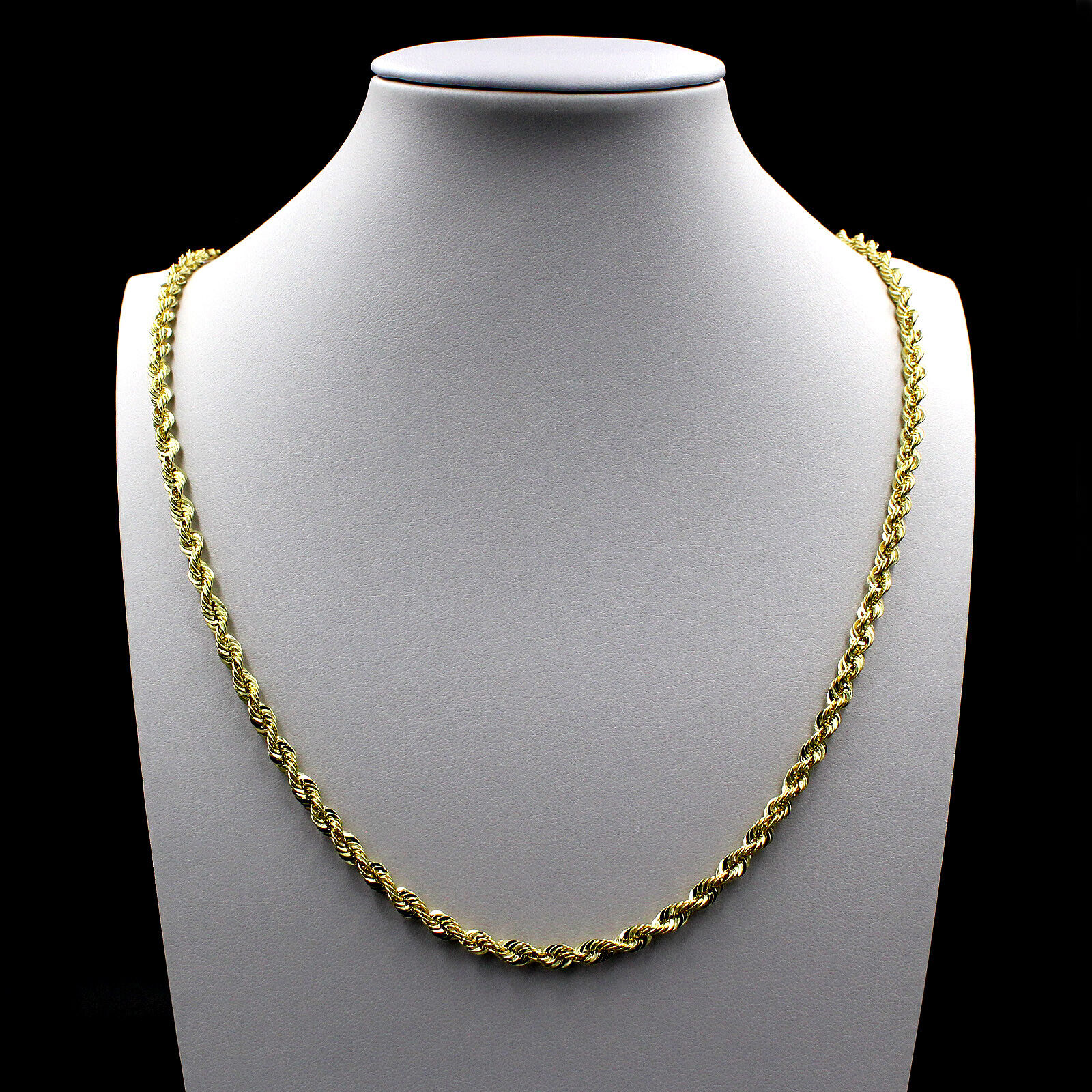 10K Solid Yellow Gold Diamond Cut Rope Necklace
