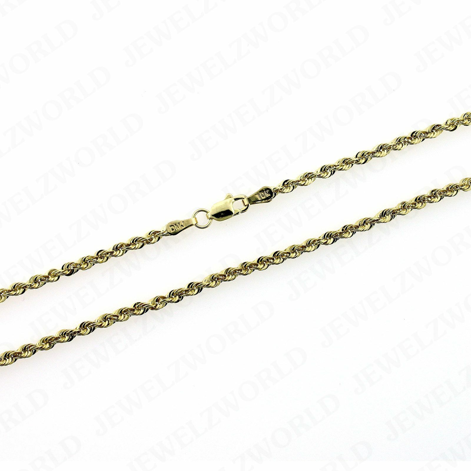 10K Solid Yellow Gold Diamond Cut Rope Necklace
