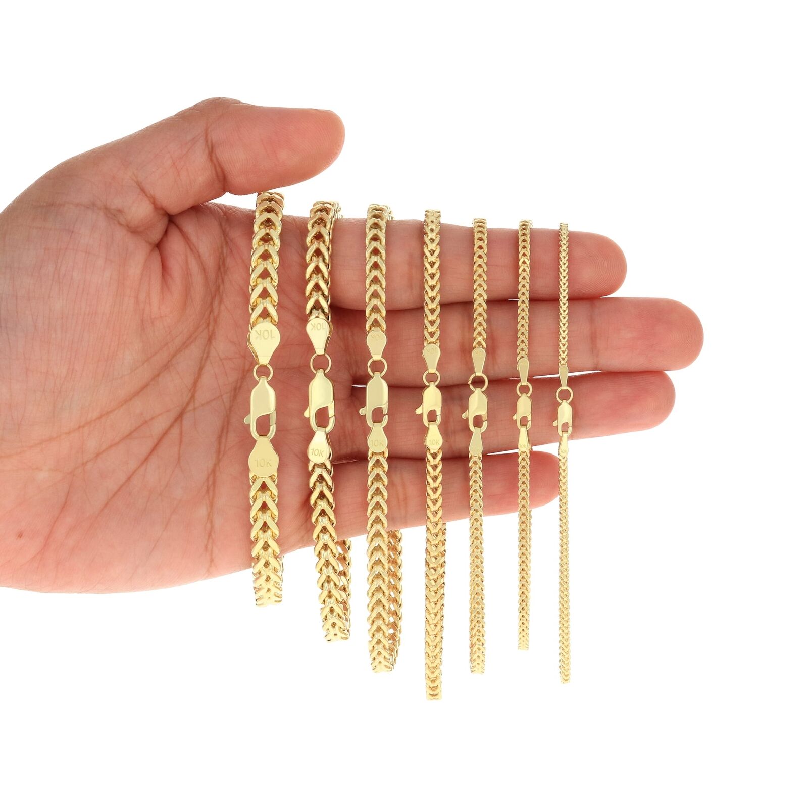 Square Wheat Box Chain Pendant Necklace in 10K Gold