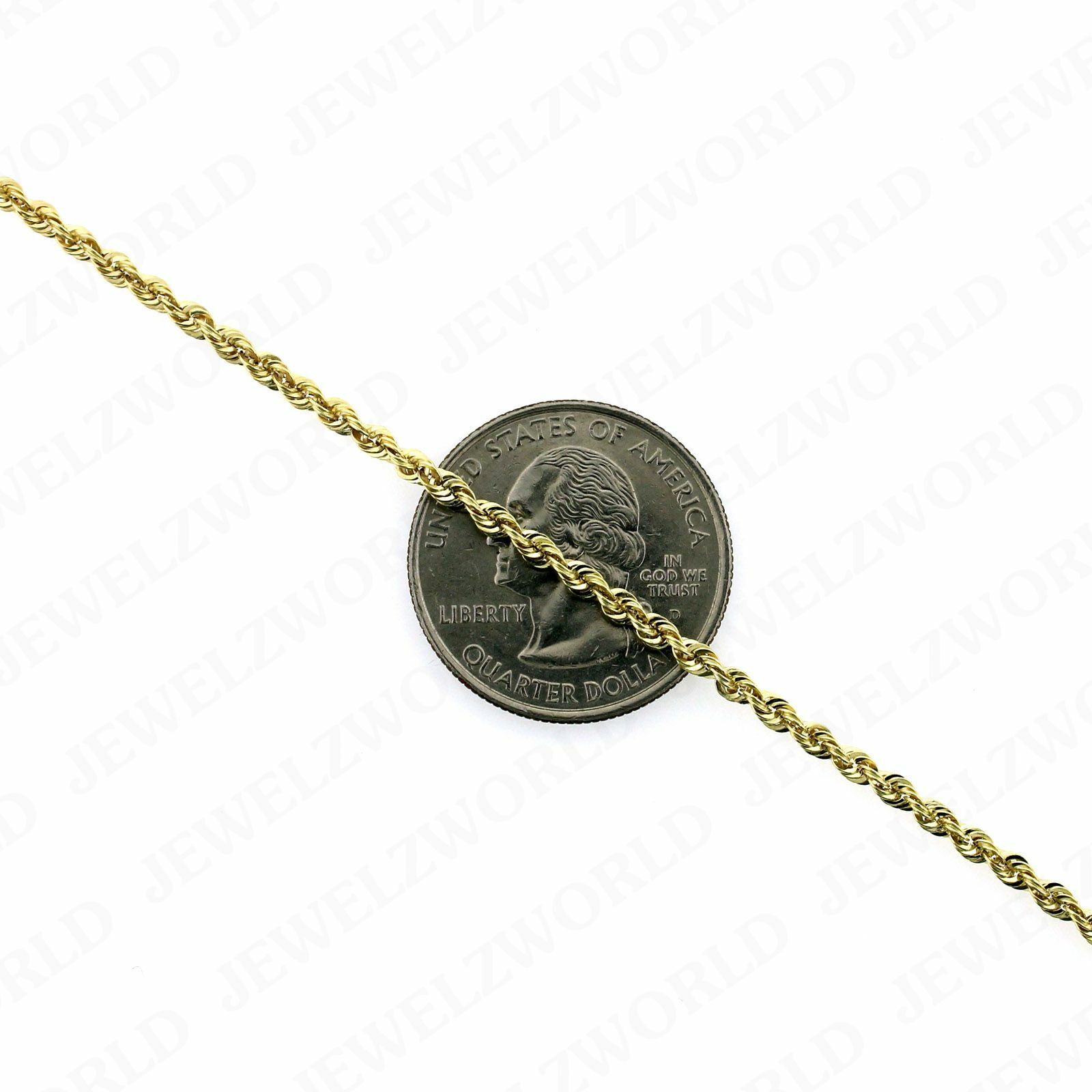 10K Solid Yellow Gold Diamond Cut Rope Necklace